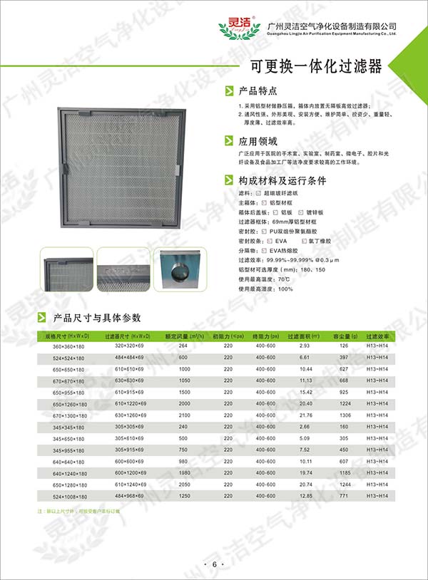 可更換一體化高效過(guò)濾器